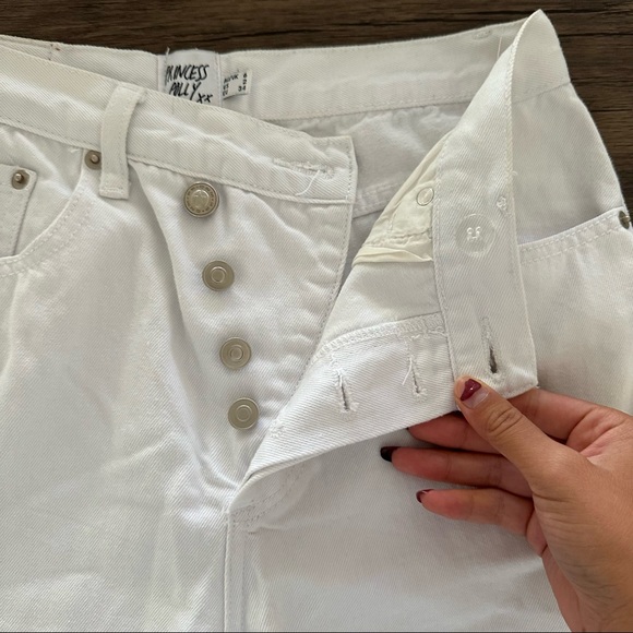 Princess Polly Holly Asymmetrical Straight Leg Jeans White Denim - Picture 8 of 8